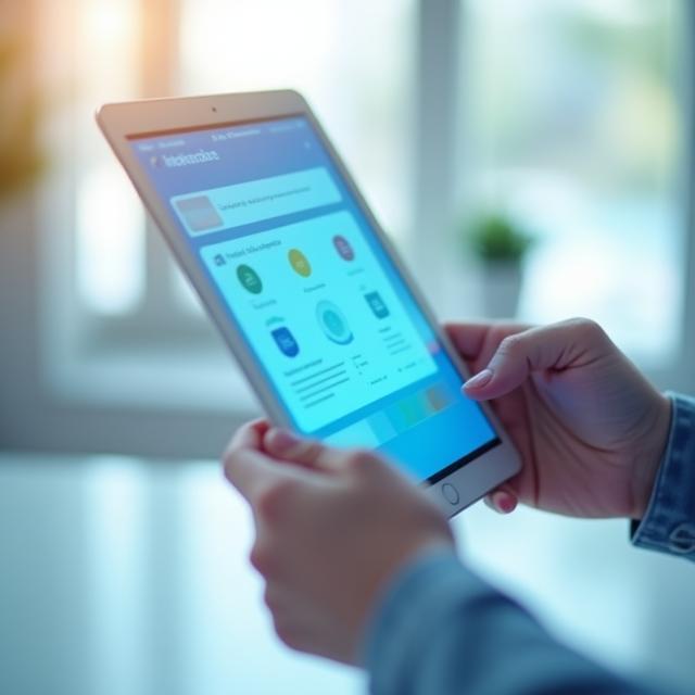 Interactive e-learning platform displayed on tablet