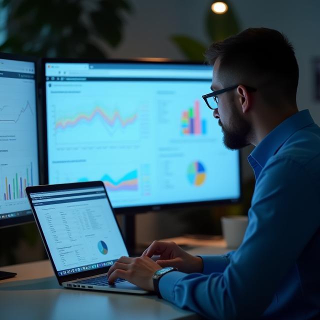 Analyst reviewing marketing campaign performance charts
